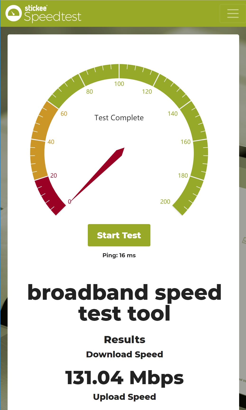 internet connection test over time